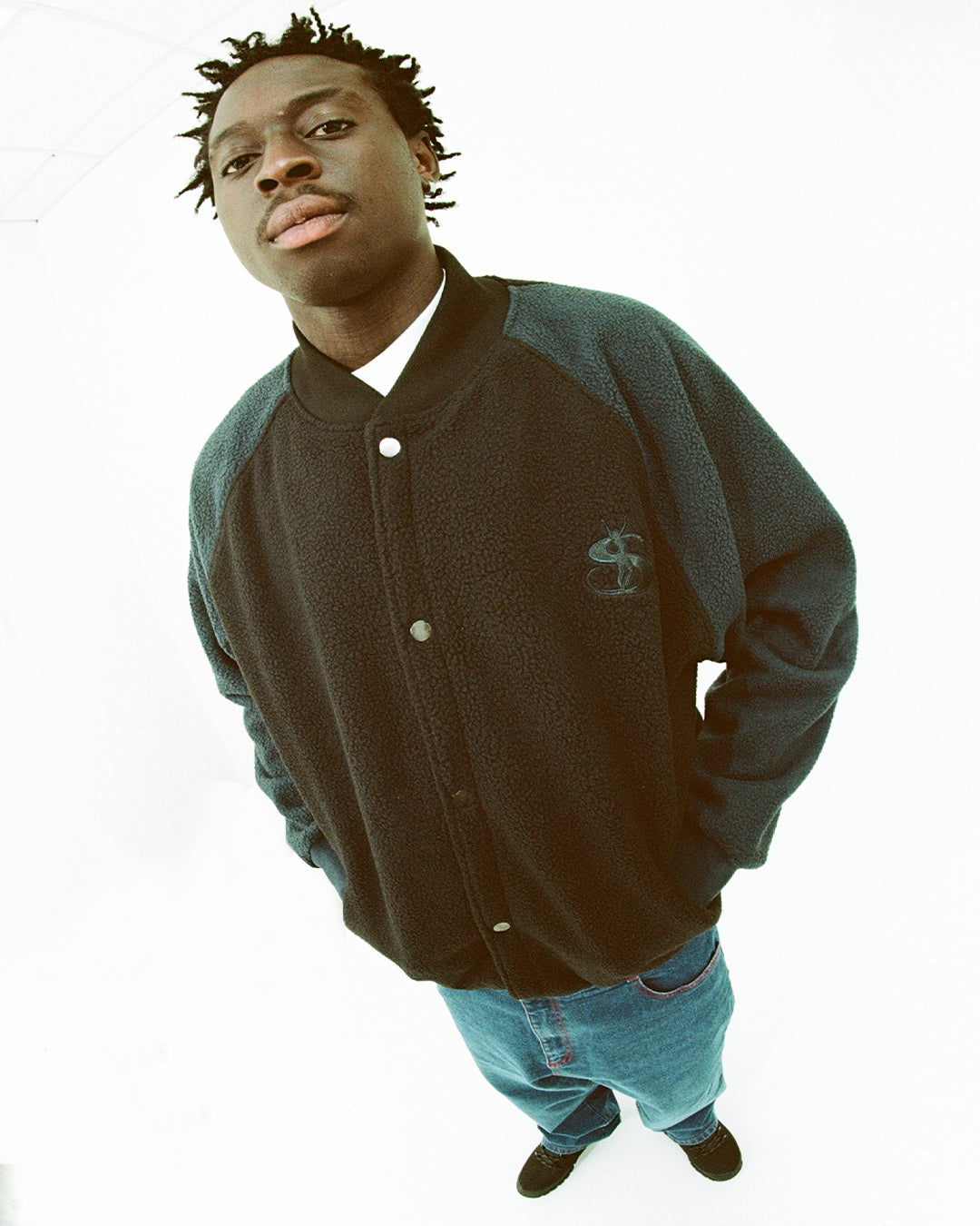 Fleece Bomber (Black/Navy)