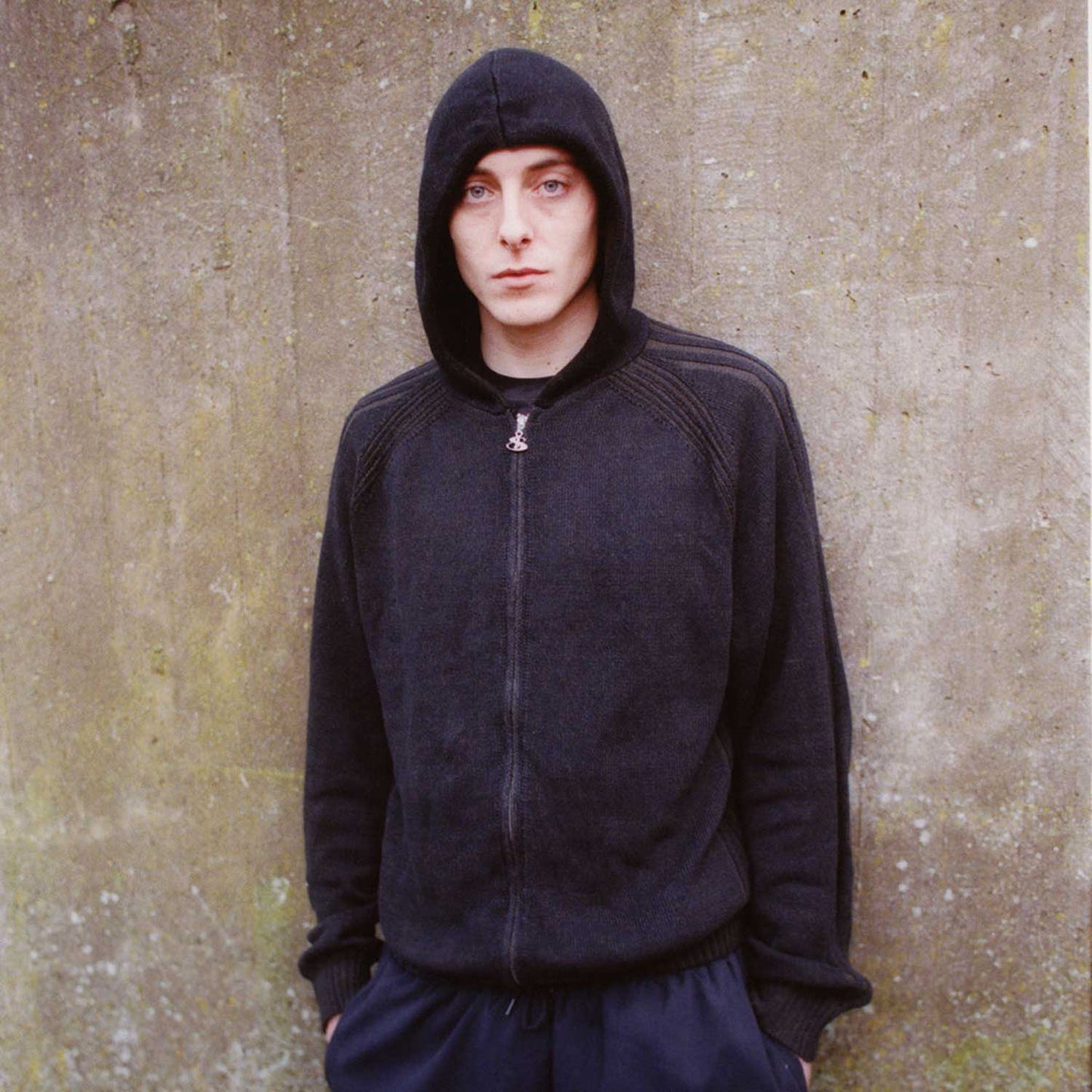 HEATHERED FULL-ZIP HOOD (BLACK)