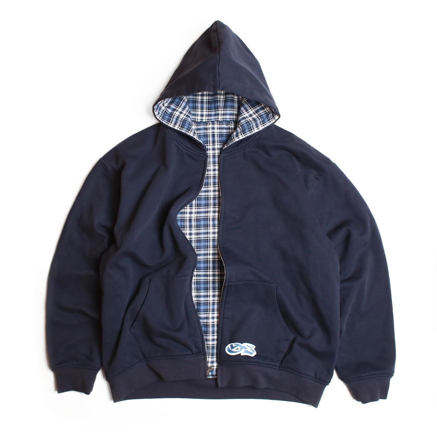 REVERSIBLE FLANNEL HOOD (BLUE)