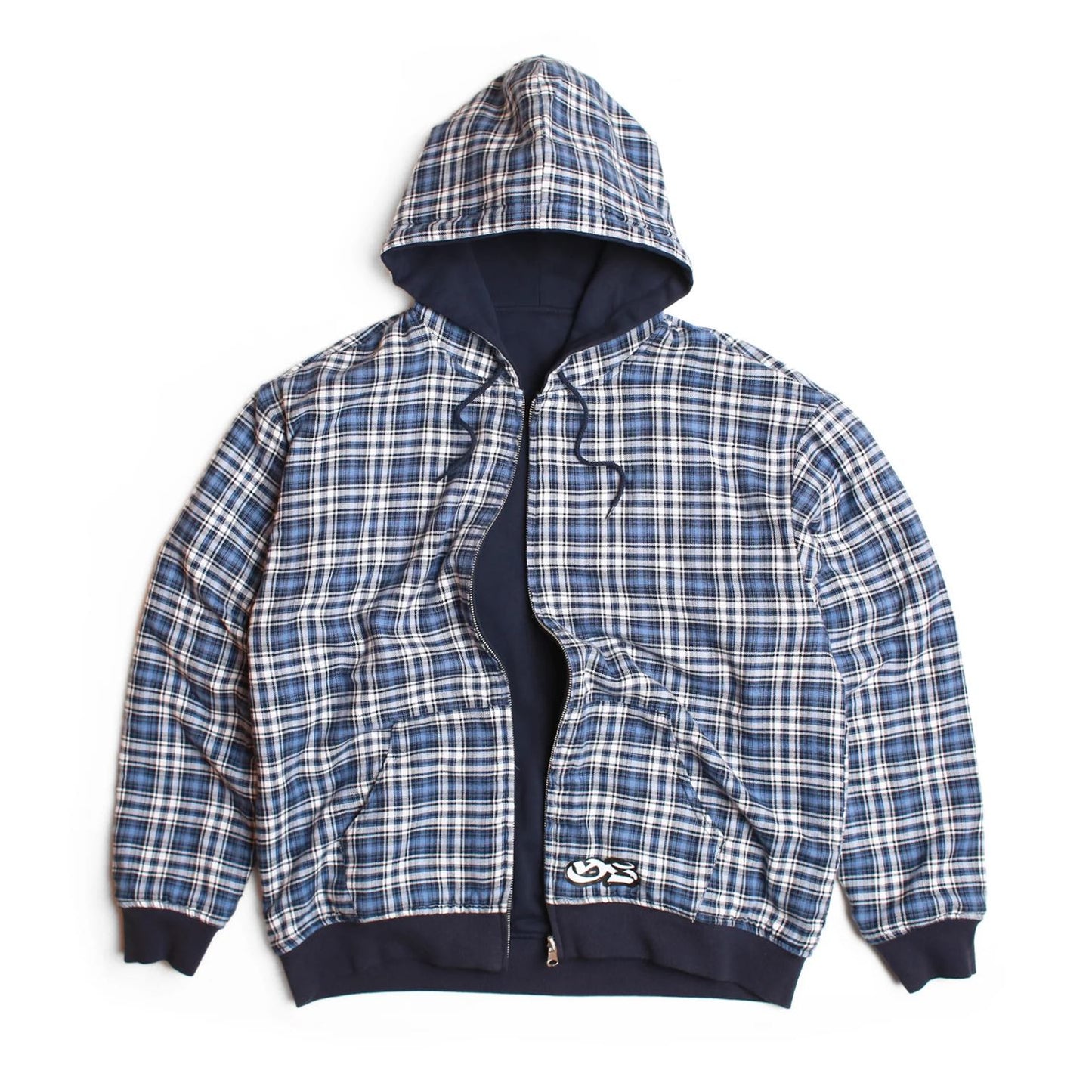 REVERSIBLE FLANNEL HOOD (BLUE)