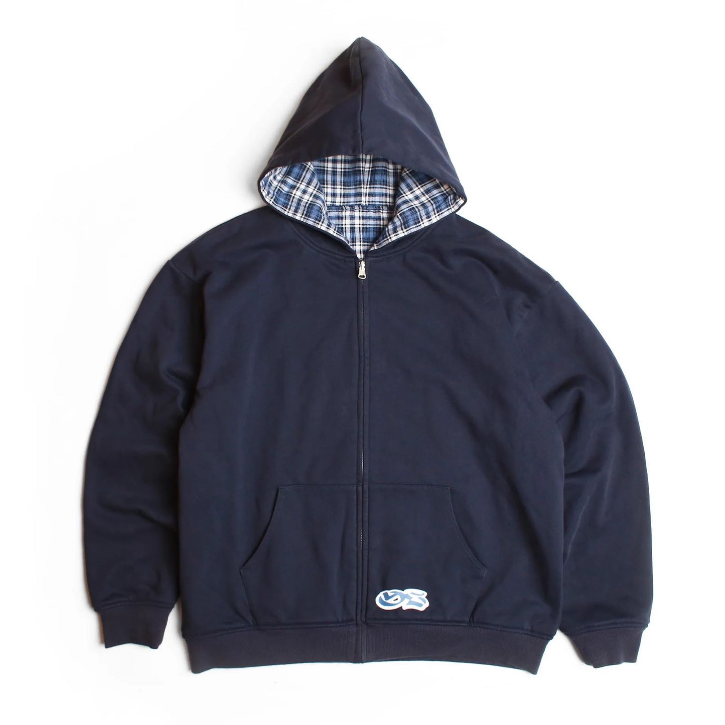 REVERSIBLE FLANNEL HOOD (BLUE)