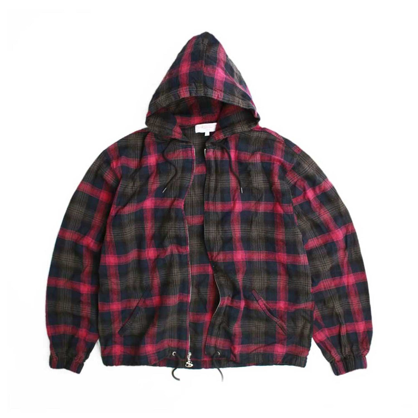 TARTAN FULL-ZIP HOOD (BURNT RED)
