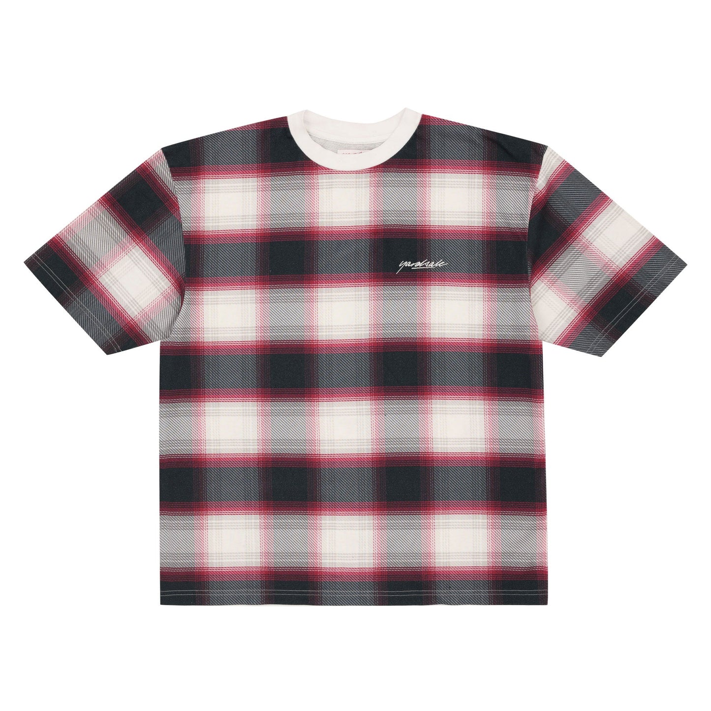 Shadow Plaid T-Shirt (White/Red)